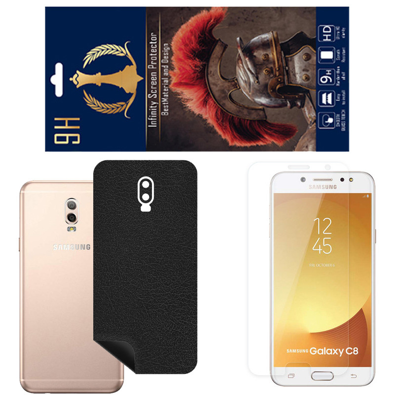 برچسب پوششی اینفینیتی مدل CH مناسب برای گوشی موبایل سامسونگ Galaxy C8 به همراه محافظ صفحه نمایش