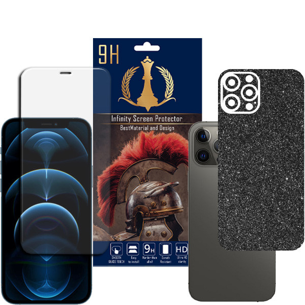 برچسب پوششی اینفینیتی مدل PR MAX مناسب برای گوشی موبایل اپل iPhone 12 PRO MAX به همراه محافظ صفحه نمایش